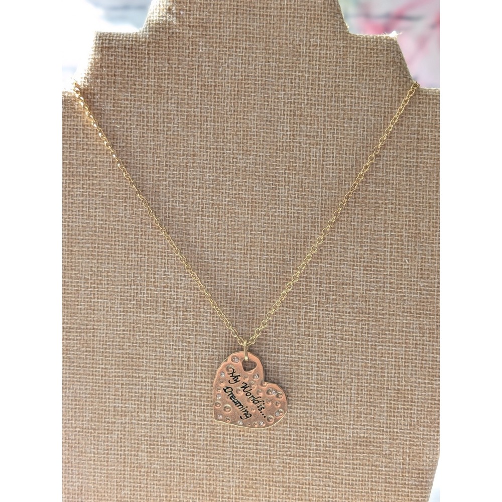 Park Lane Dreaming Gold Tone Heart Necklace NWT Crystal Accents